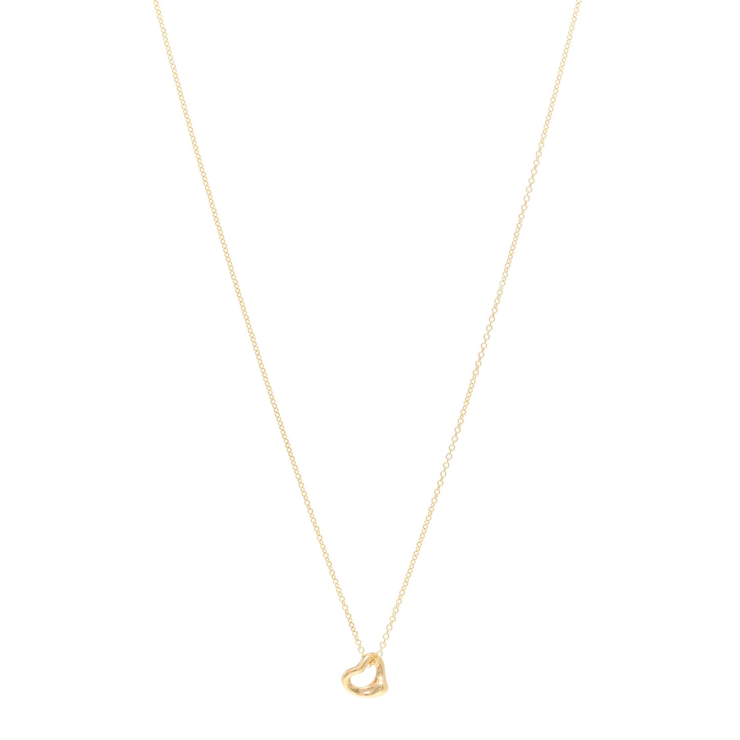 18K Yellow Gold 7mm Elsa Peretti Open Heart Pendant Necklace