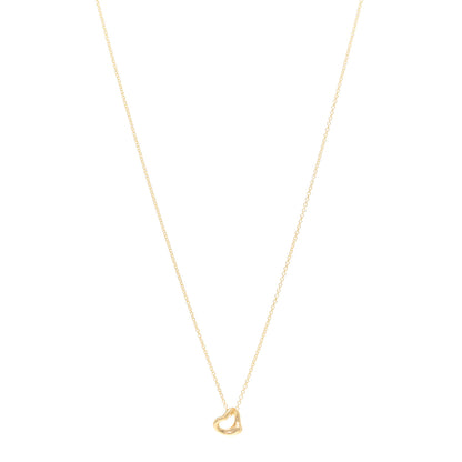 Tiffany 18K Yellow Gold 7mm Elsa Peretti Open Heart Pendant Necklace 1 of 4