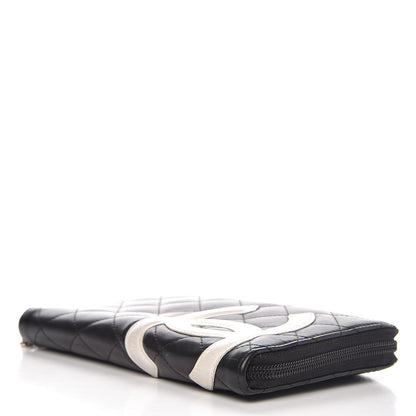 Chanel Calfskin Cambon Zip Around Organizer Wallet Black White 4 of 14