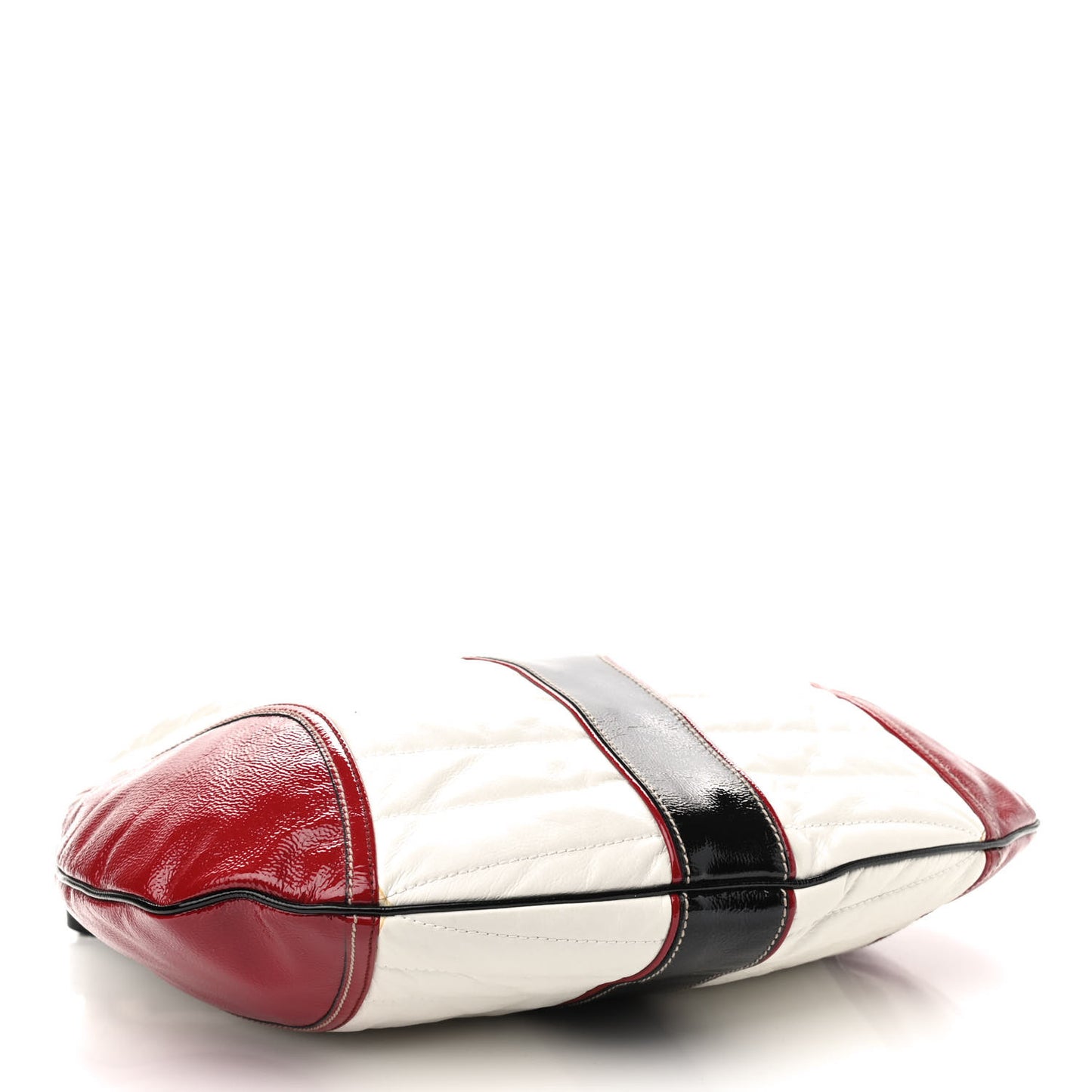 Patent Calfskin Medium Snow Glam Hobo Black White Red