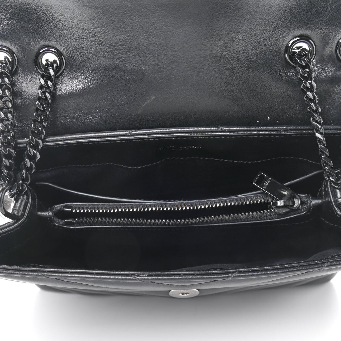 Calfskin Y Quilted Monogram Small Loulou Chain Satchel Black