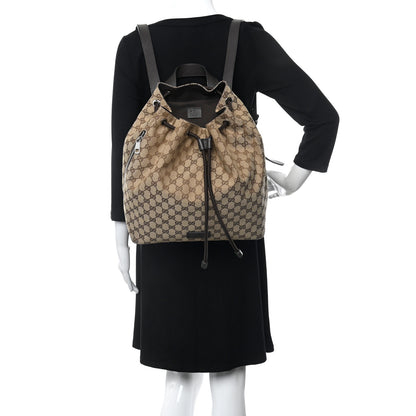Gucci Monogram Dollar Calfskin O Drawstring Backpack Beige Ebony Testa di Moro Dark Chocolate 2 of 10