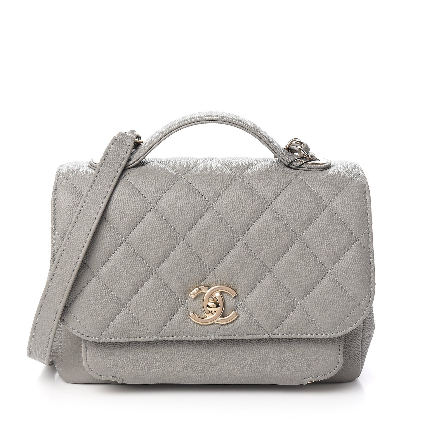 Caviar Quilted Medium Business Affinity Flap Grey