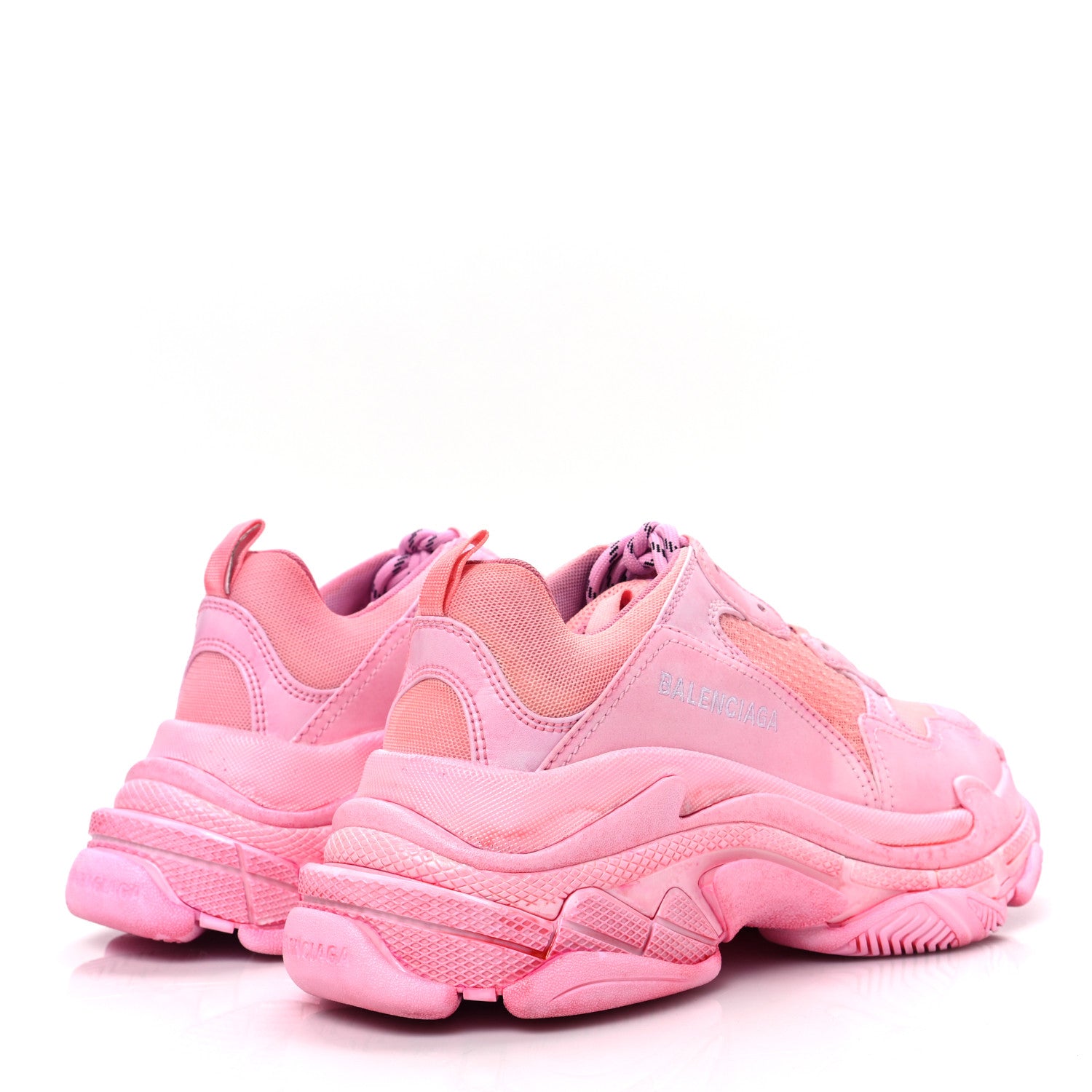 Balenciaga Fabric Mesh Dyed Womens Triple S Sneakers 39 Pink 4 of 7