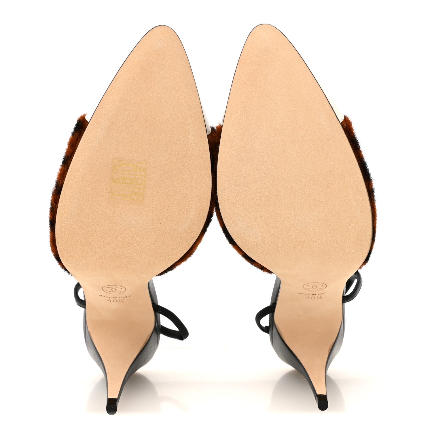 Chanel Lambskin Mixed Fibers Cap Toe CC Slingback Pumps 40.5 White Brown Black 6 of 9