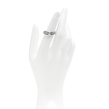 David Yurman Sterling Silver Diamond Cable Loop Band Ring 54 7 2 of 5