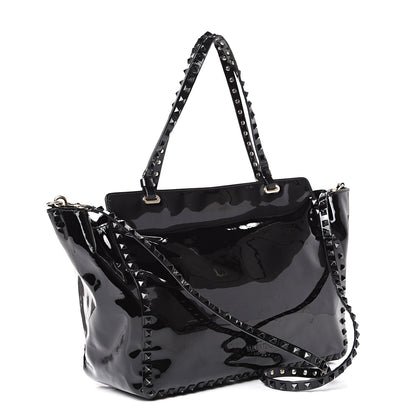 Valentino Garavani Patent Medium Rockstud Tote Black 2 of 20