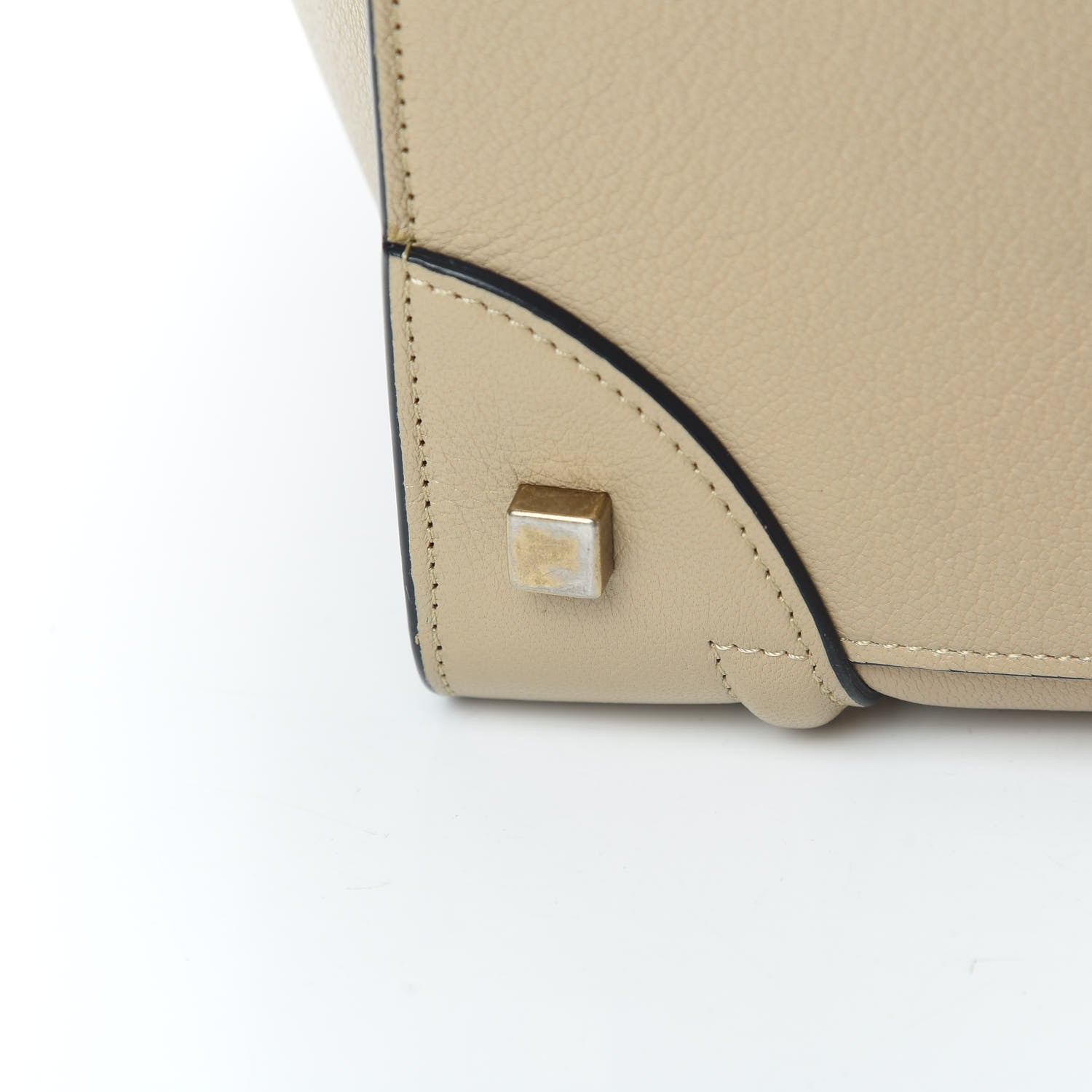 Celine Drummed Calfskin Mini Bi-Color Luggage Navy Dune 14 of 17