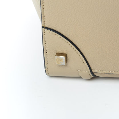 Celine Drummed Calfskin Mini Bi-Color Luggage Navy Dune 14 of 17