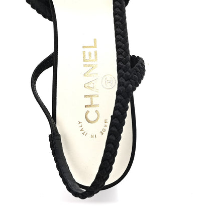 Chanel Satin Braided Slingback Pumps 40 Black 8 of 9
