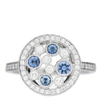 Tiffany Platinum Diamond Blue Sapphire Cobblestone Ring 49 5 1 of 5