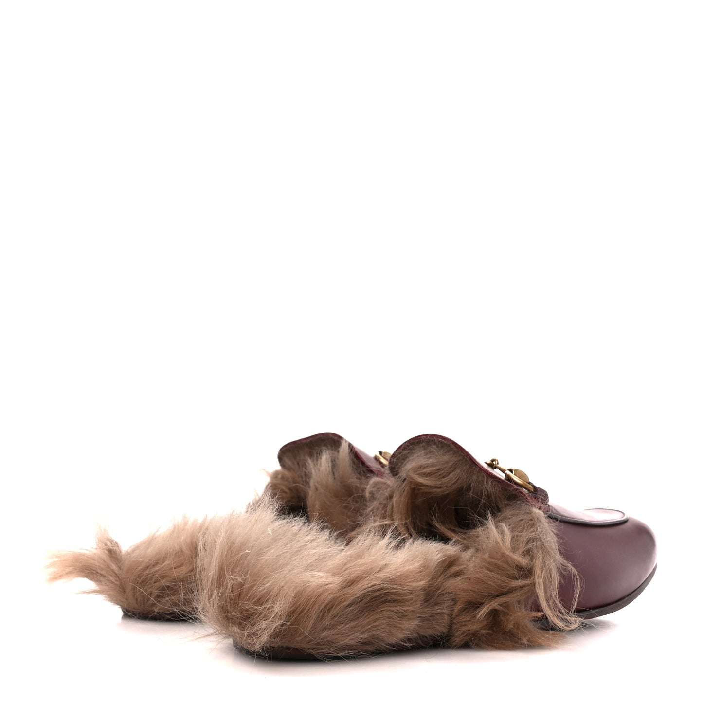 Betis Glamour Calfskin Granada Kid Fur Mens Princetown Slippers 8 Ruby Bordeaux Naturale