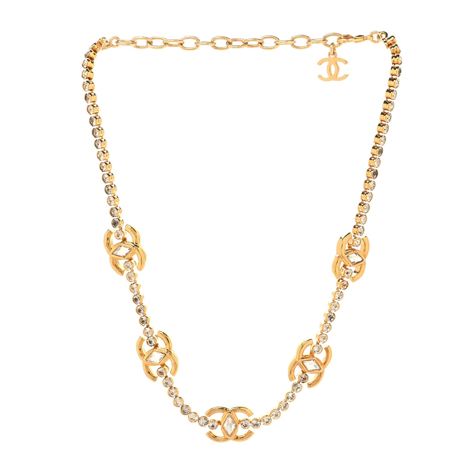 Chanel Metal Crystal CC Marquise Choker Gold 3 of 6