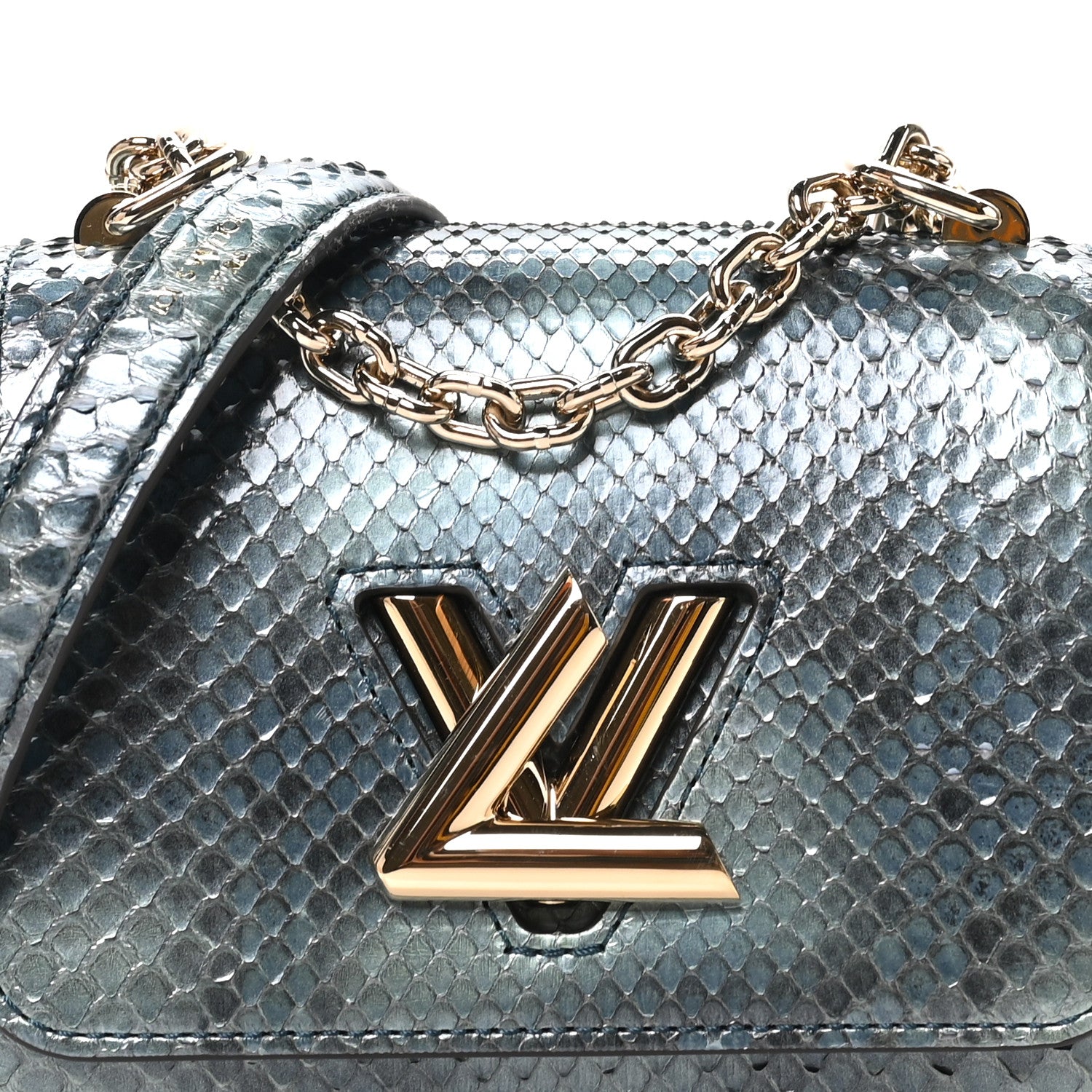 Louis Vuitton Snakeskin Twist Shoulder Bag PM Blue Multicolor 8 of 11