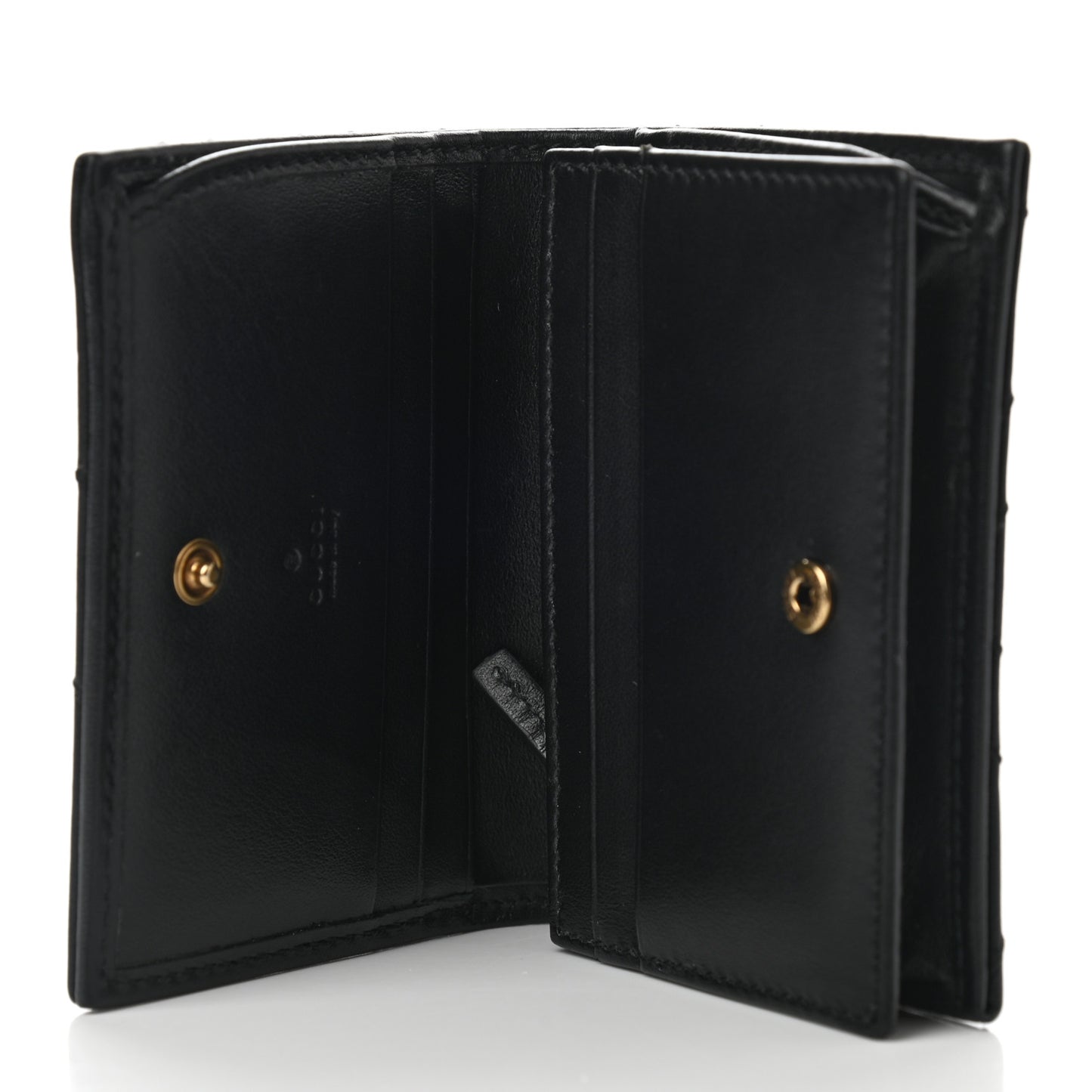 Calfskin Matelasse GG Marmont Card Case Wallet Black