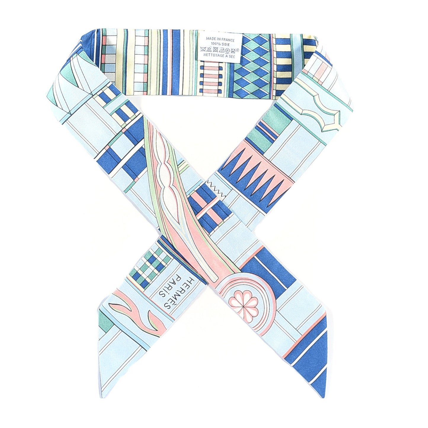 Silk Voltes Et Pirouettes Twilly Bleu Ciel Vert Jaune