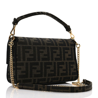 Fendi Fabric Jacquard FF 1974 Mini Baguette Tobacco Moro Black 3 of 7