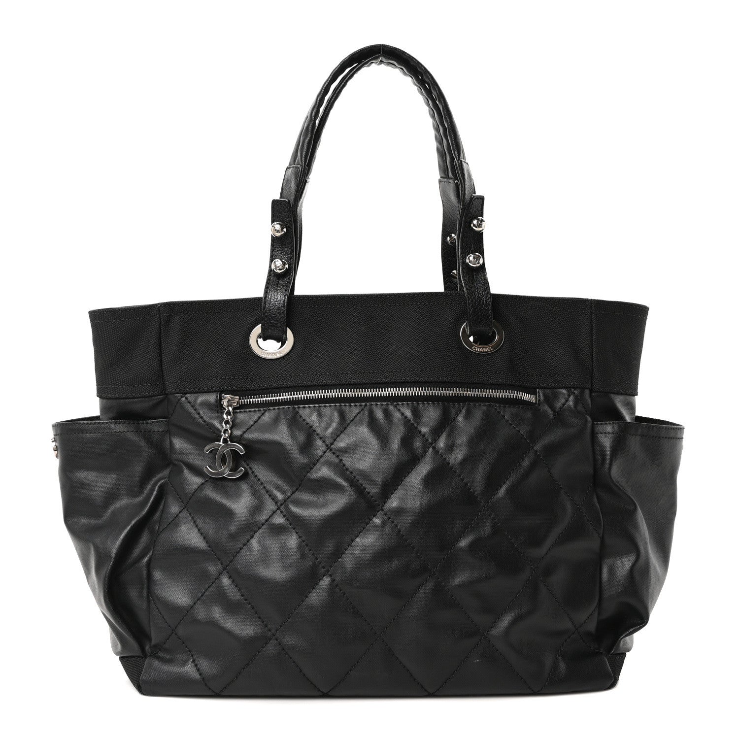 Chanel Coated Canvas Large Paris Biarritz Tote Black 1 of 10