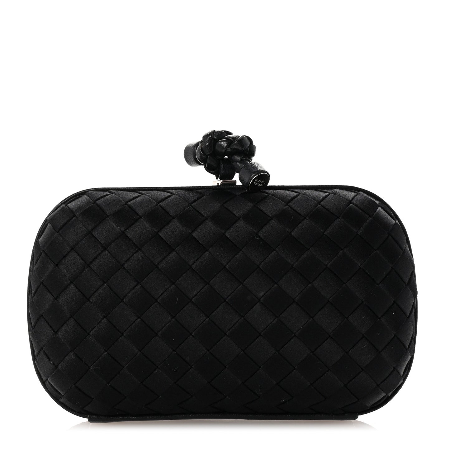 Satin Intreccio Impero Knot Clutch Black