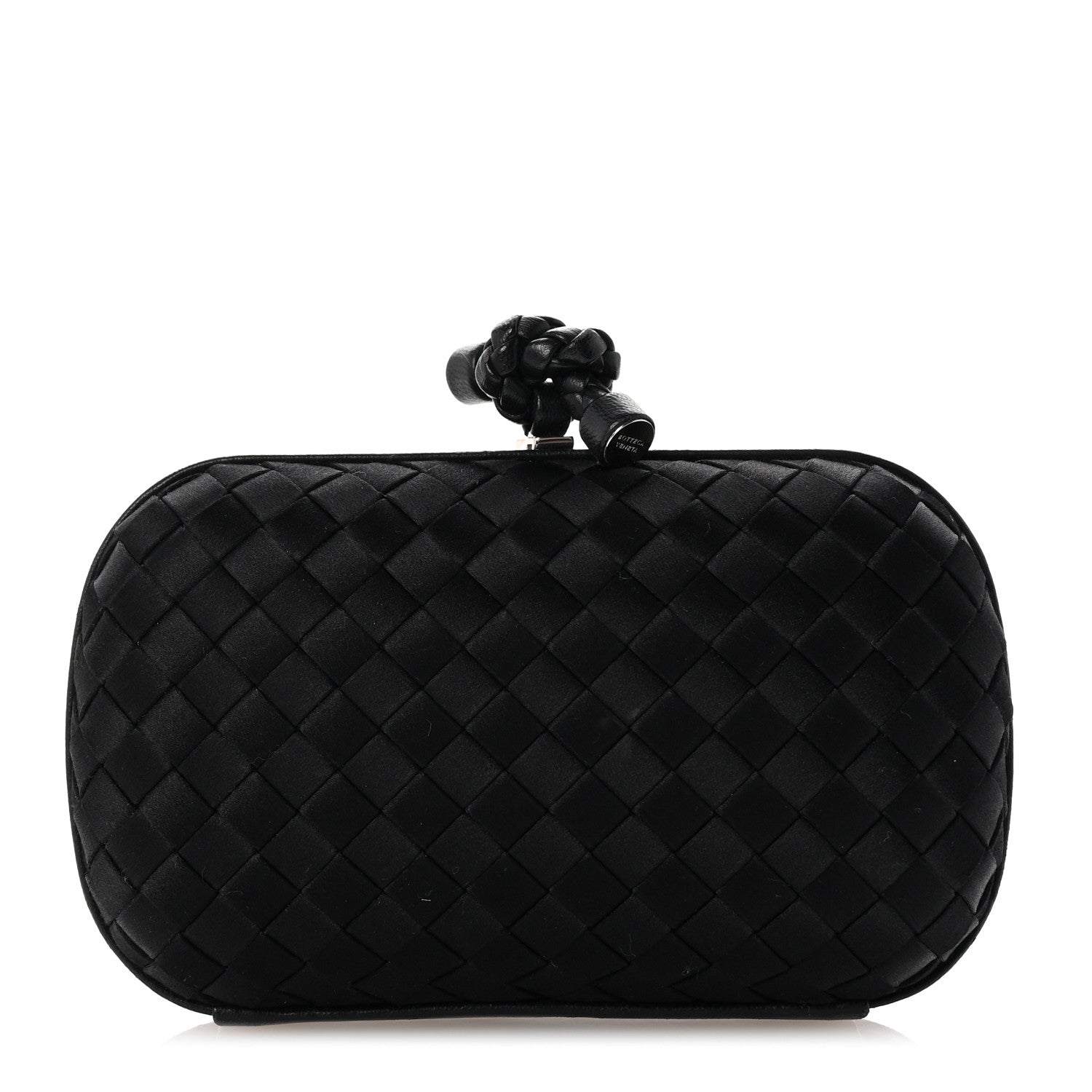Bottega Veneta Satin Intreccio Impero Knot Clutch Black 1 of 6