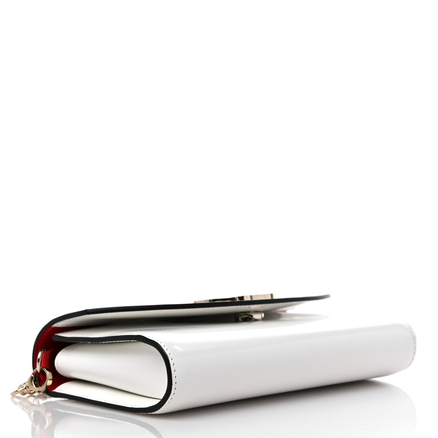 Shiny Calfskin Loubi54 Wallet On Chain White