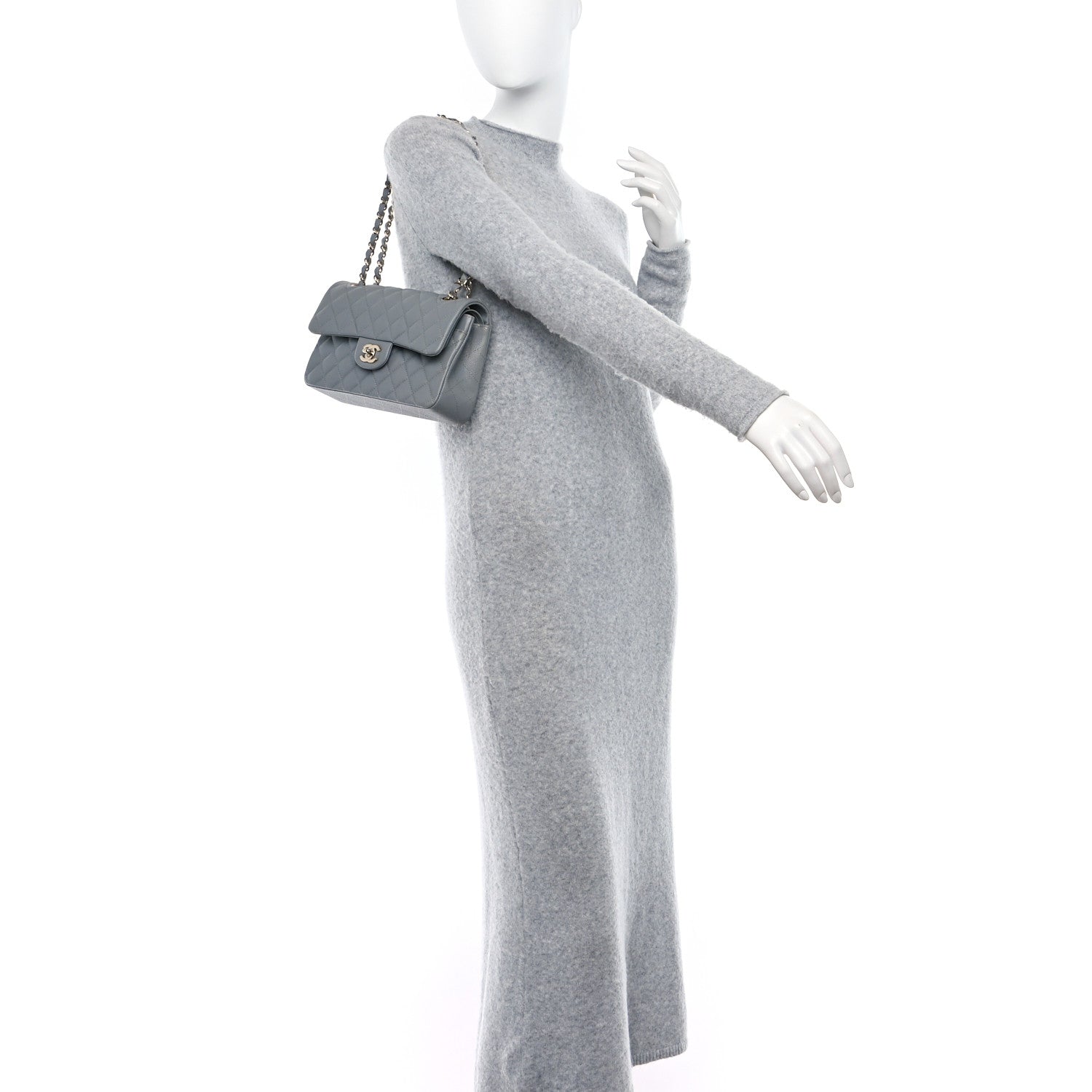 Chanel Caviar Quilted Small Double Flap Grey 2 of 9