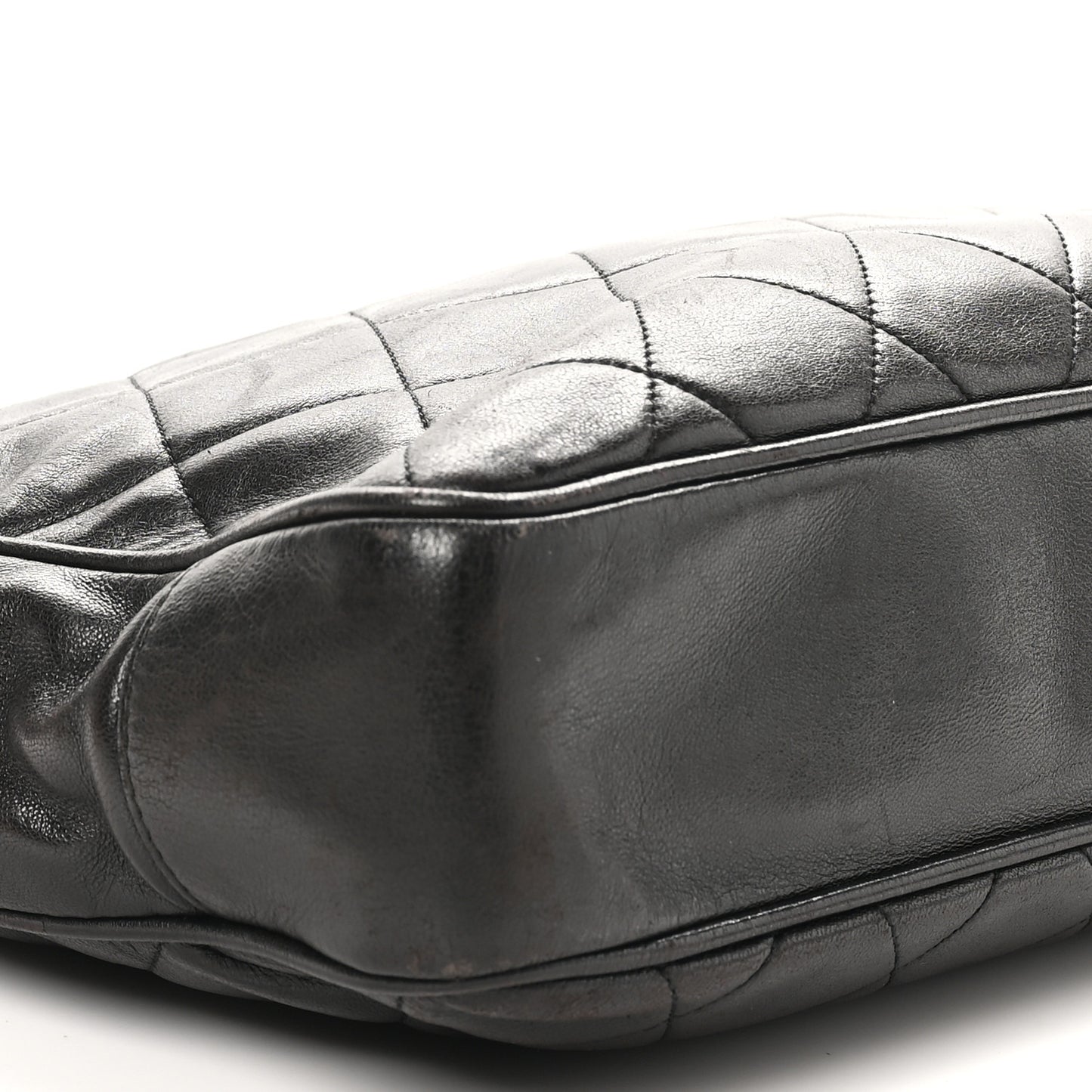 Lambskin Quilted Shopping Tote Dark Brown