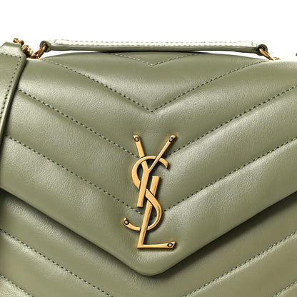 Saint Laurent Calfskin Y Quilted Monogram Small Loulou Chain Satchel Light Sage 9 of 11