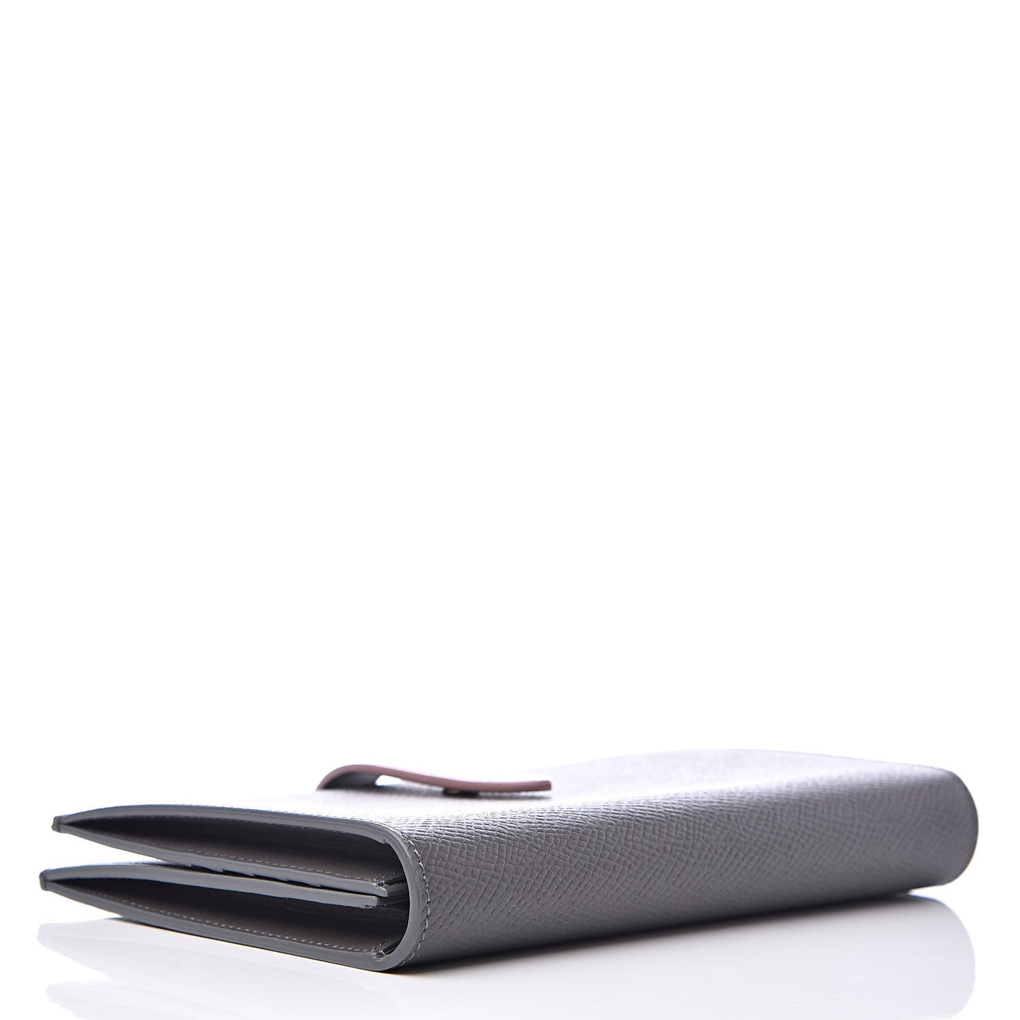 Grained Calfskin Large Multifunction Strap Wallet Grey Vintage Pink