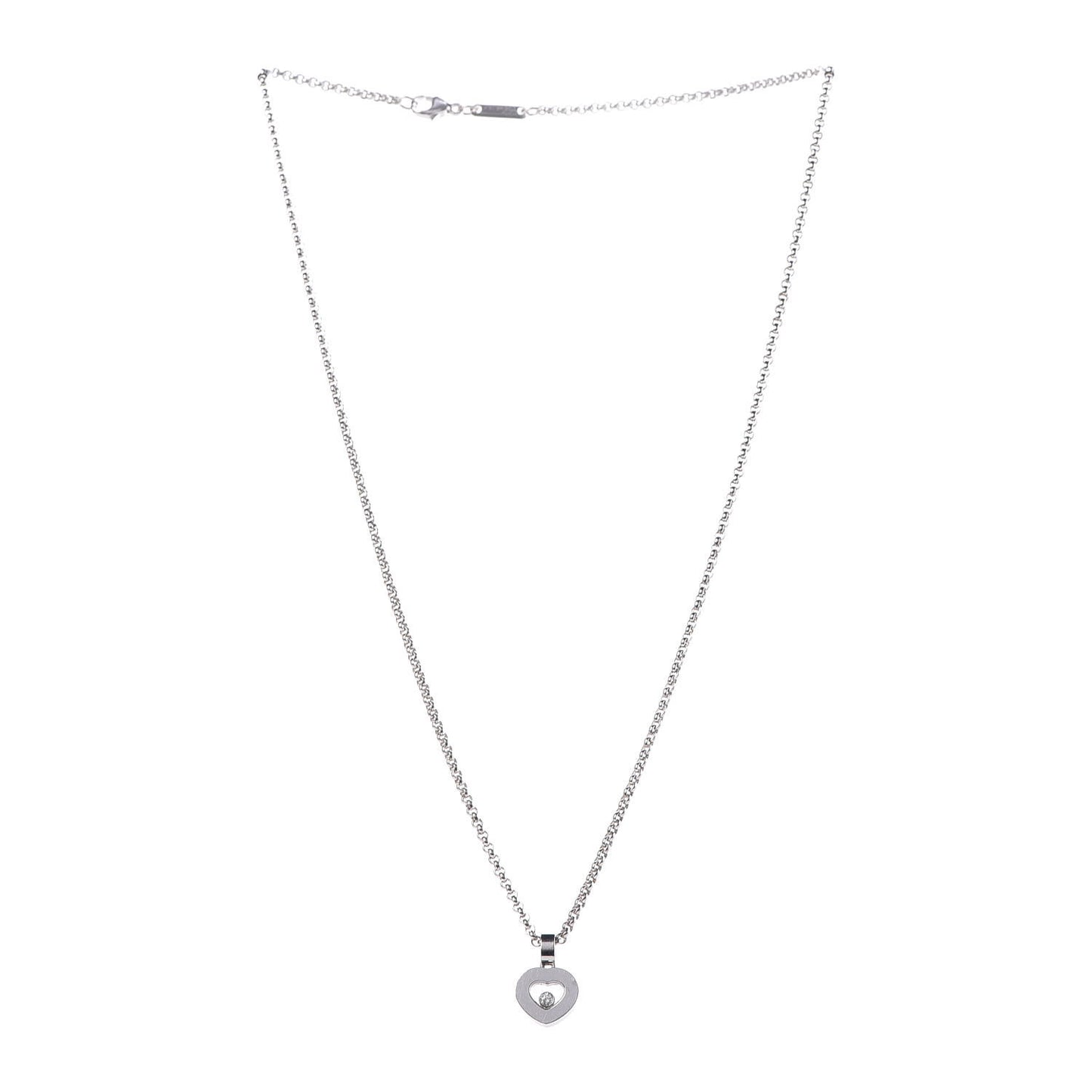 18K White Gold Happy Diamonds Icons Heart Pendant Necklace