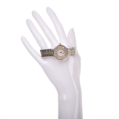 Cartier Stainless Steel 18K Yellow Gold 28mm Must De 21 Bullet Link Quartz Watch 2 of 10