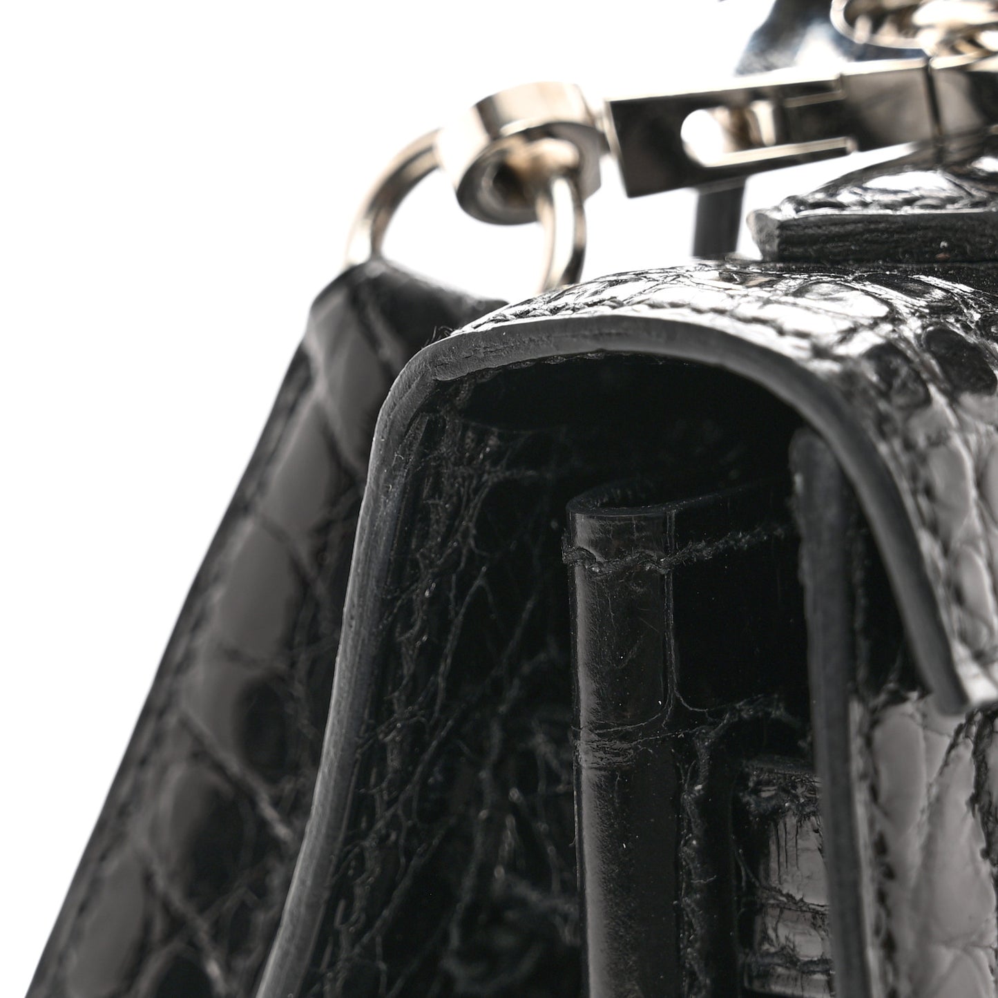Shiny Alligator Kelly Sellier 25 Black