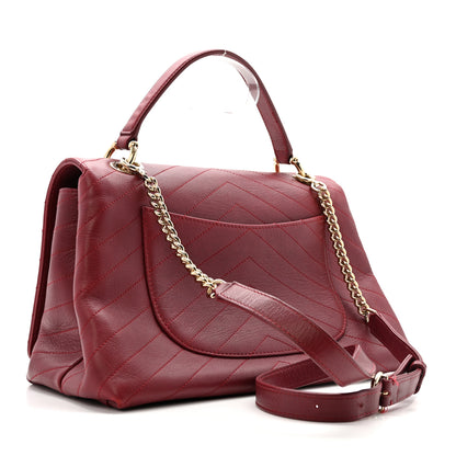 Chanel Grained Calfskin Stitched Chevron Medium Chic Top Handle Flap Red 3 of 15