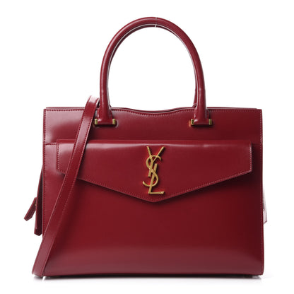 Saint Laurent Shiny Calfskin Medium Uptown Tote Rouge Eros 1 of 10