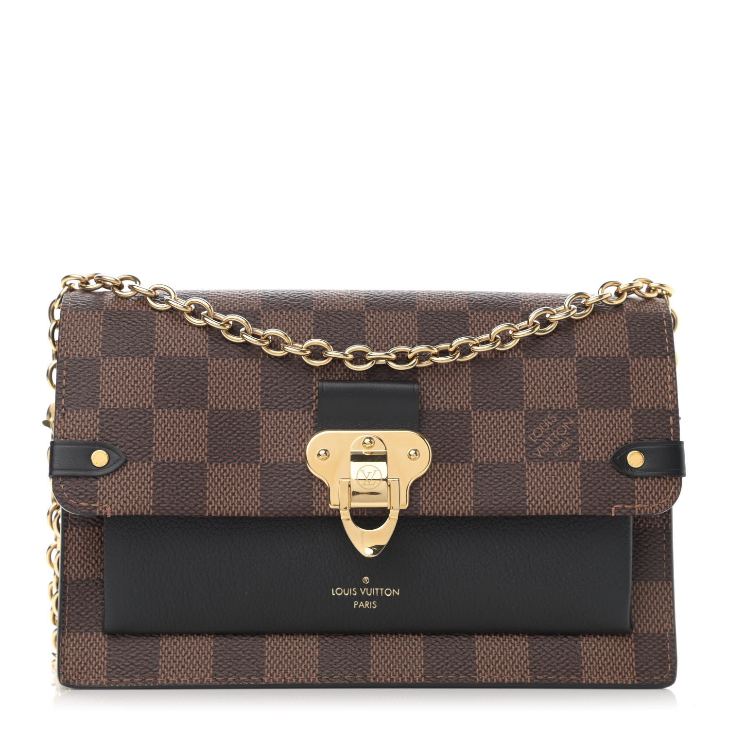 Louis Vuitton Damier Ebene Vavin Chain Wallet Black 1 of 9