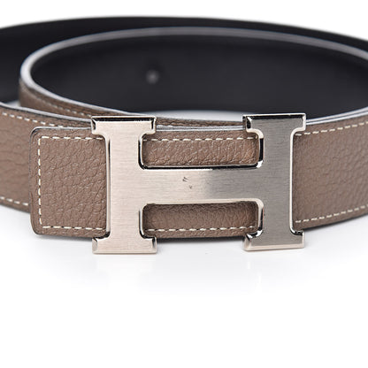 Hermes Box Togo 32mm H Belt 85 Black Etoupe 9 of 10