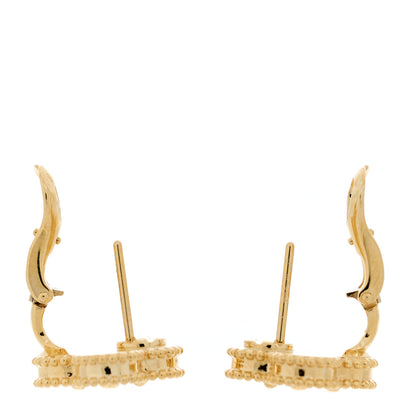 Van Cleef & Arpels 18K Yellow Gold Guilloche Vintage Alhambra Earrings 4 of 5
