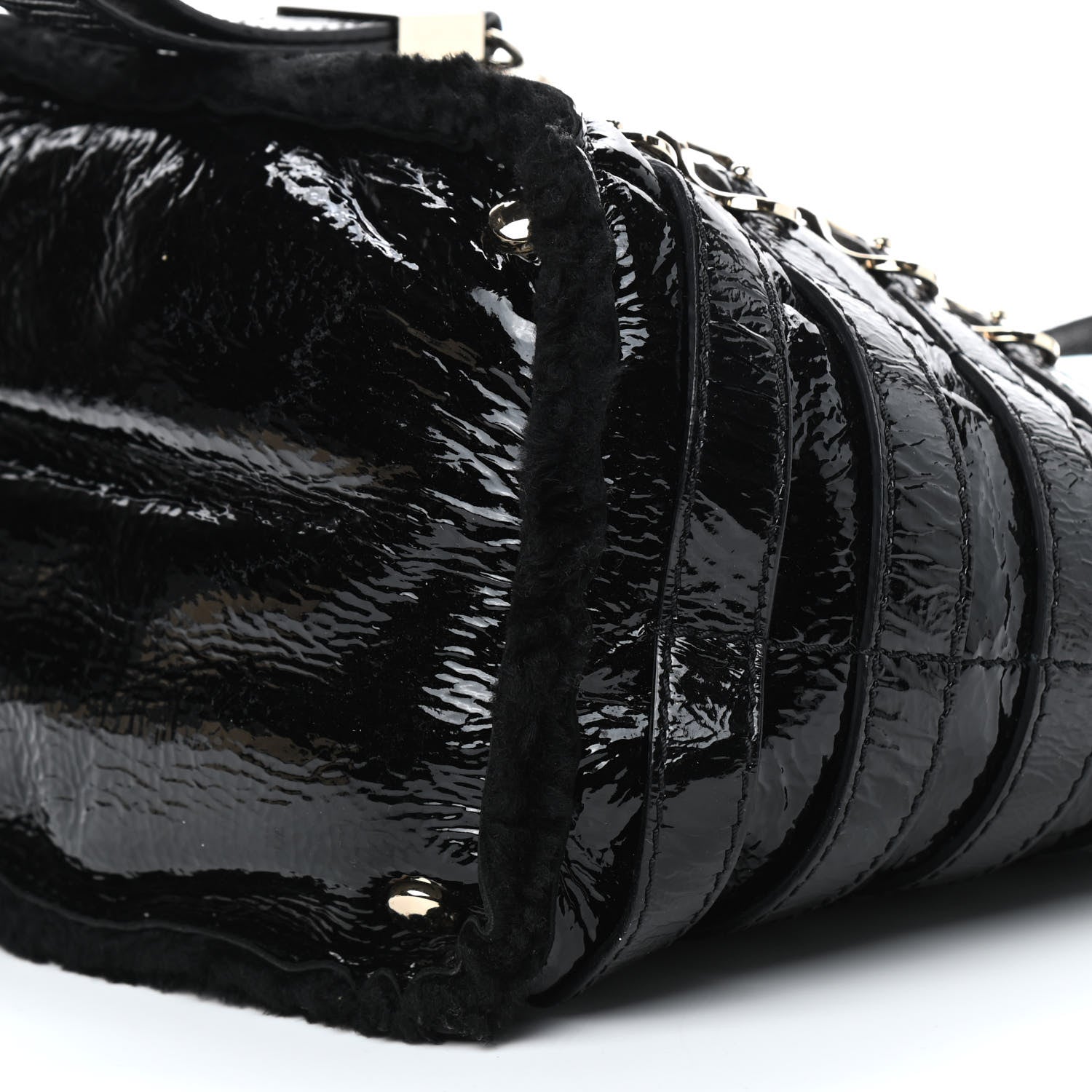 Jimmy Choo Patent Shearling Bree Tote Black 8 of 8