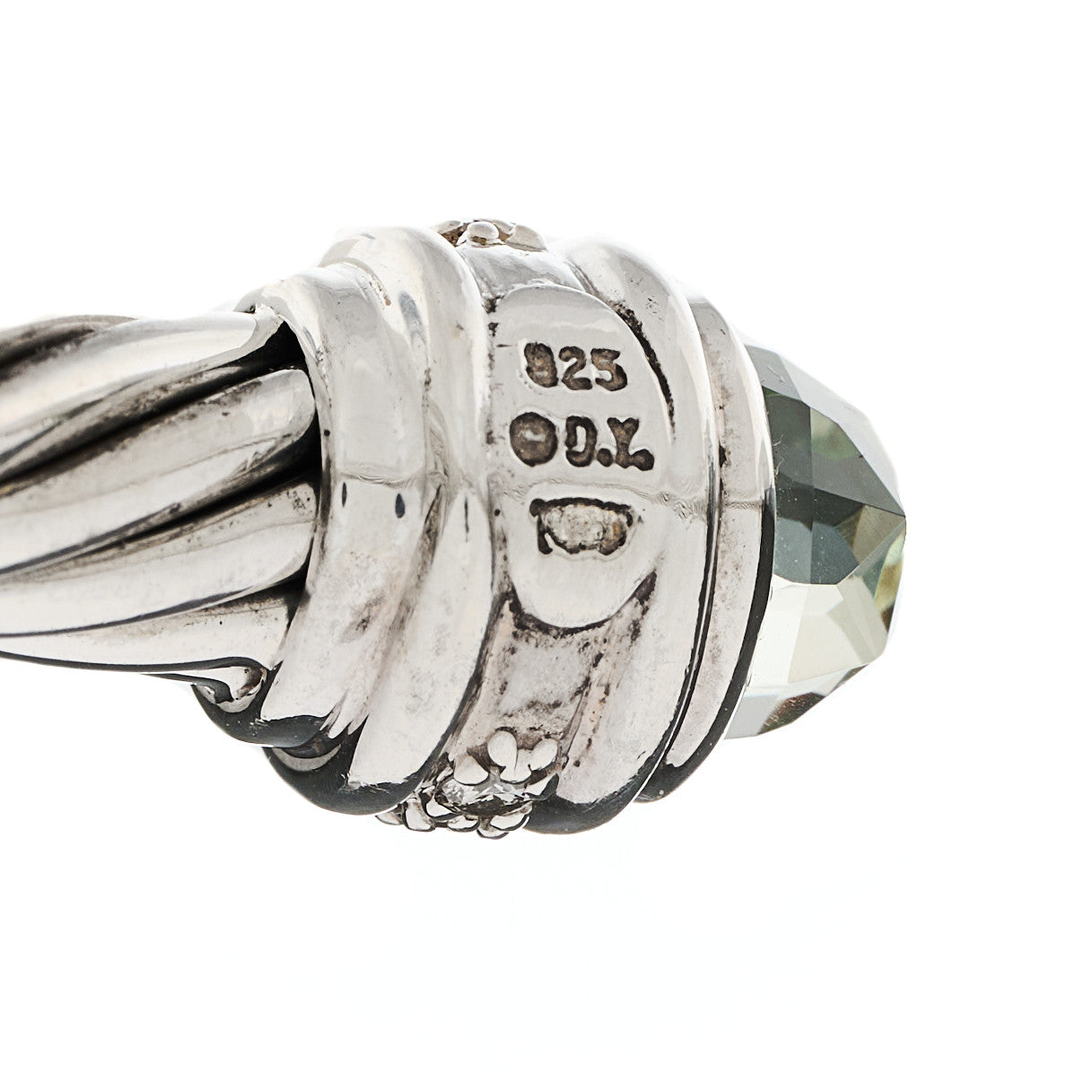 David Yurman Sterling Silver Diamond Prasiolite 7mm Cable Classics Bracelet 3 of 3