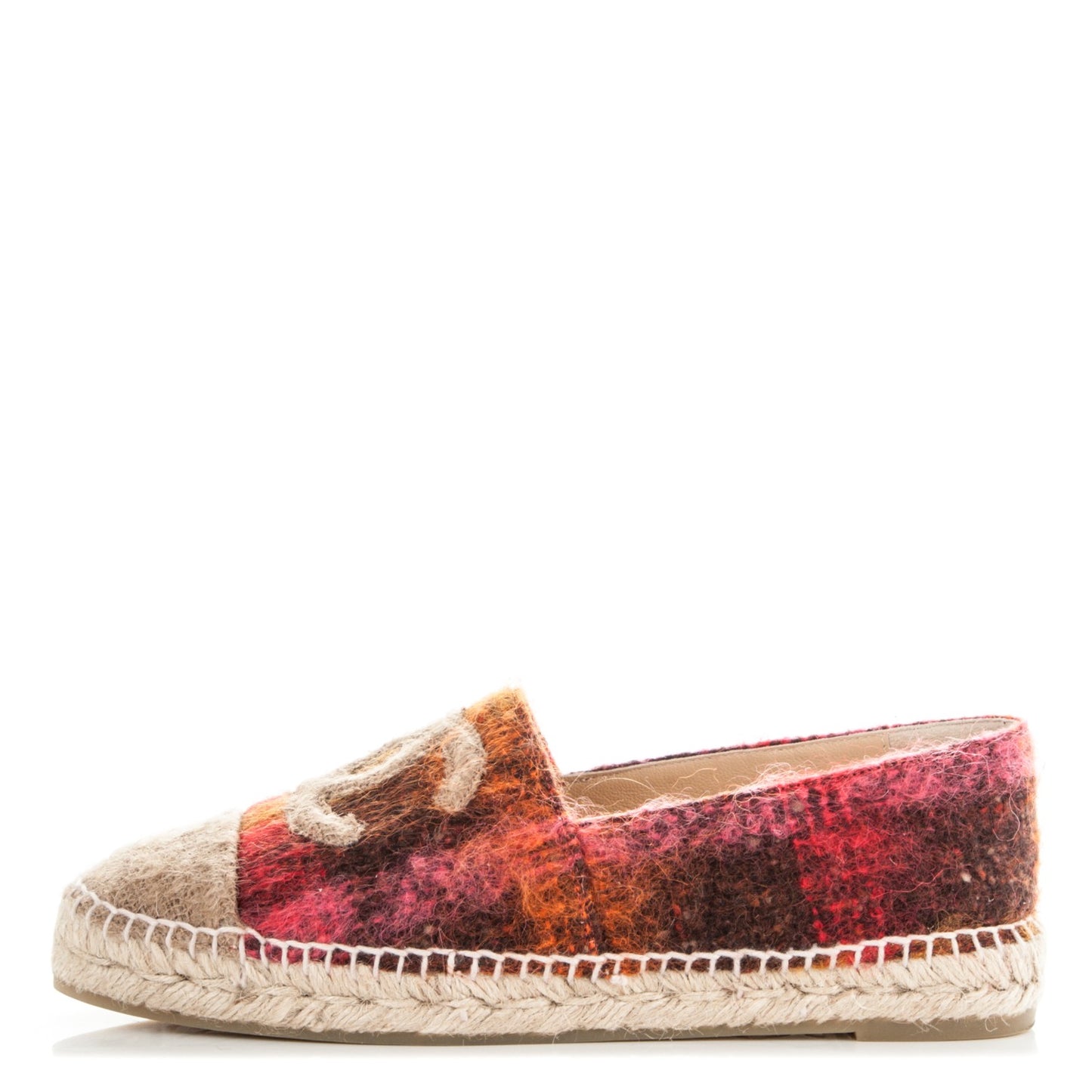 Tweed CC Espadrilles 39 Brown Pink Beige