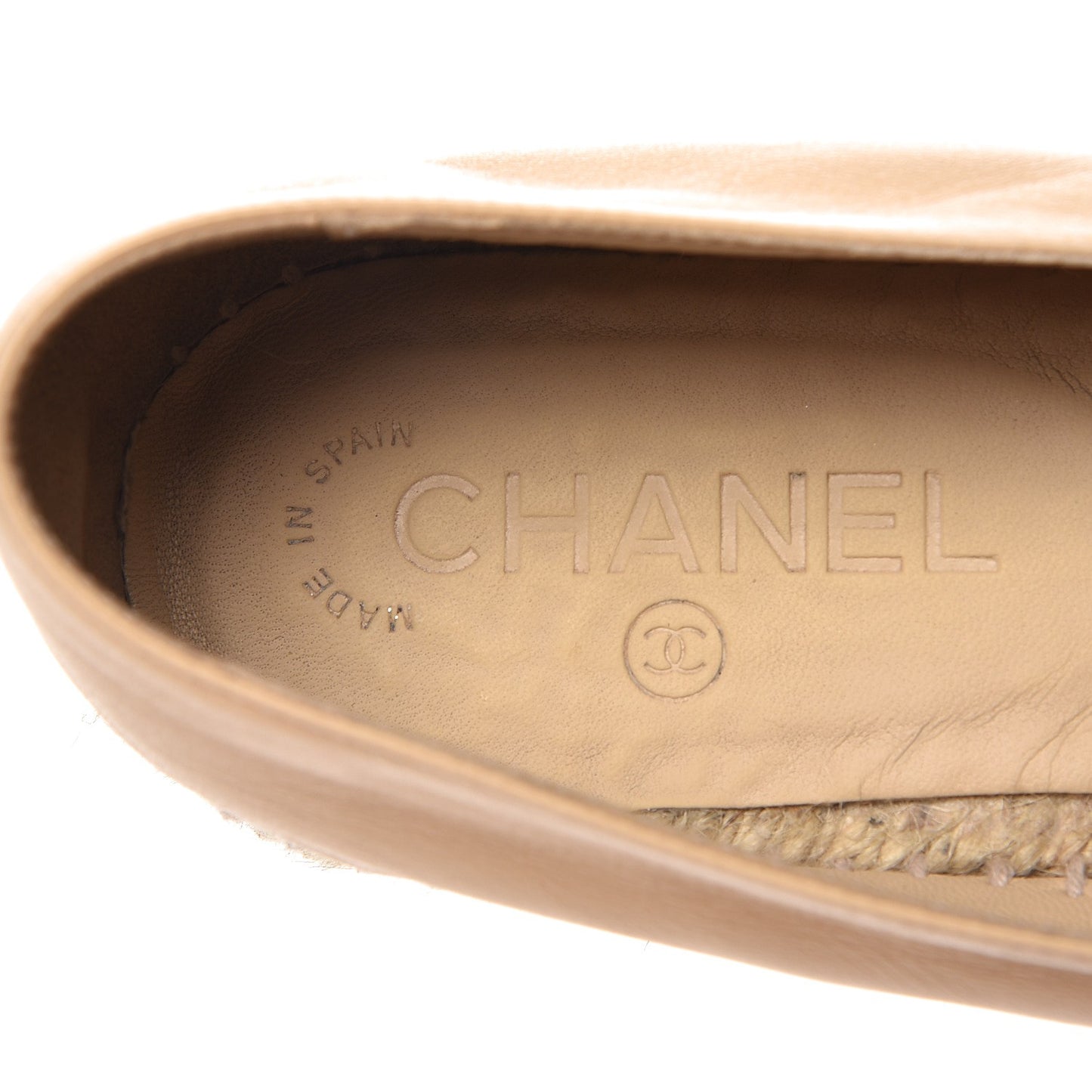 Lambskin Canvas Cap Toe CC Espadrilles 41 Beige Black