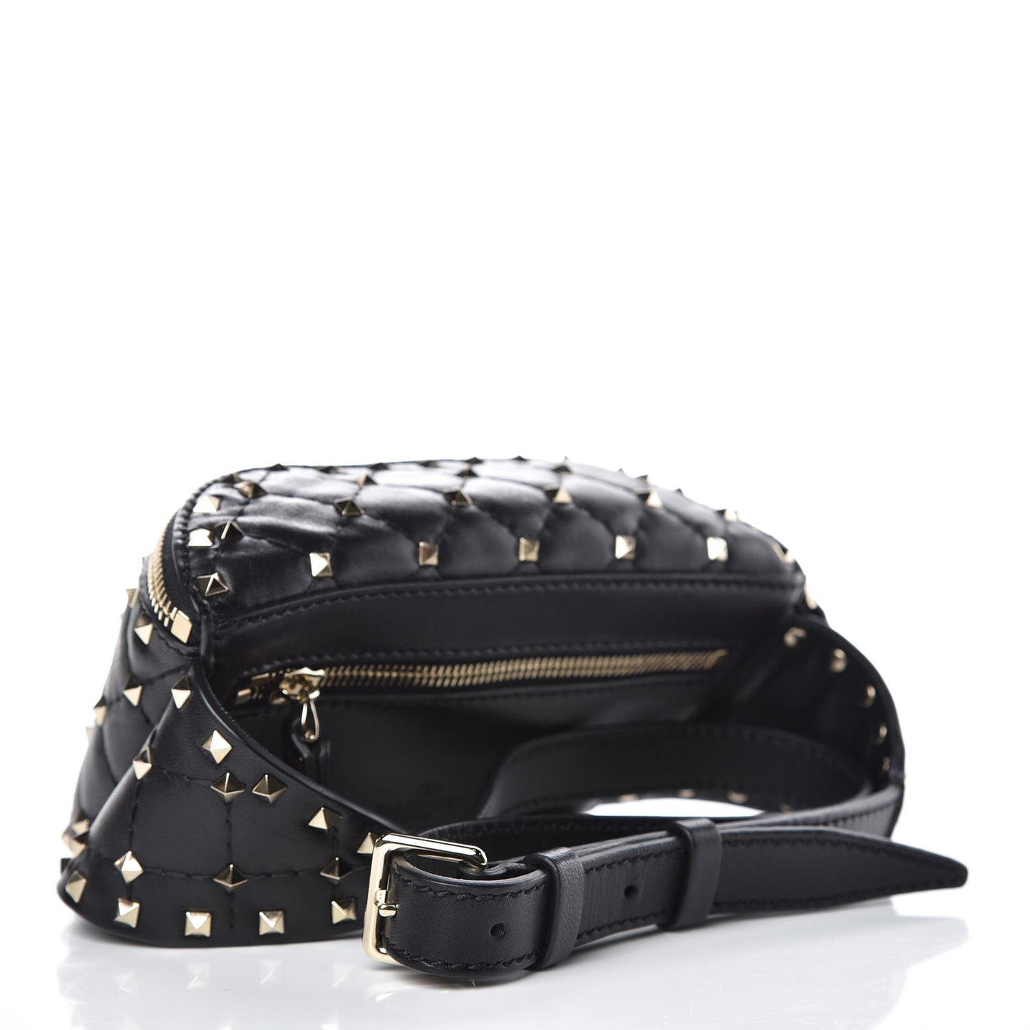Lambskin Rockstud Spike Belt Bag 95 Black