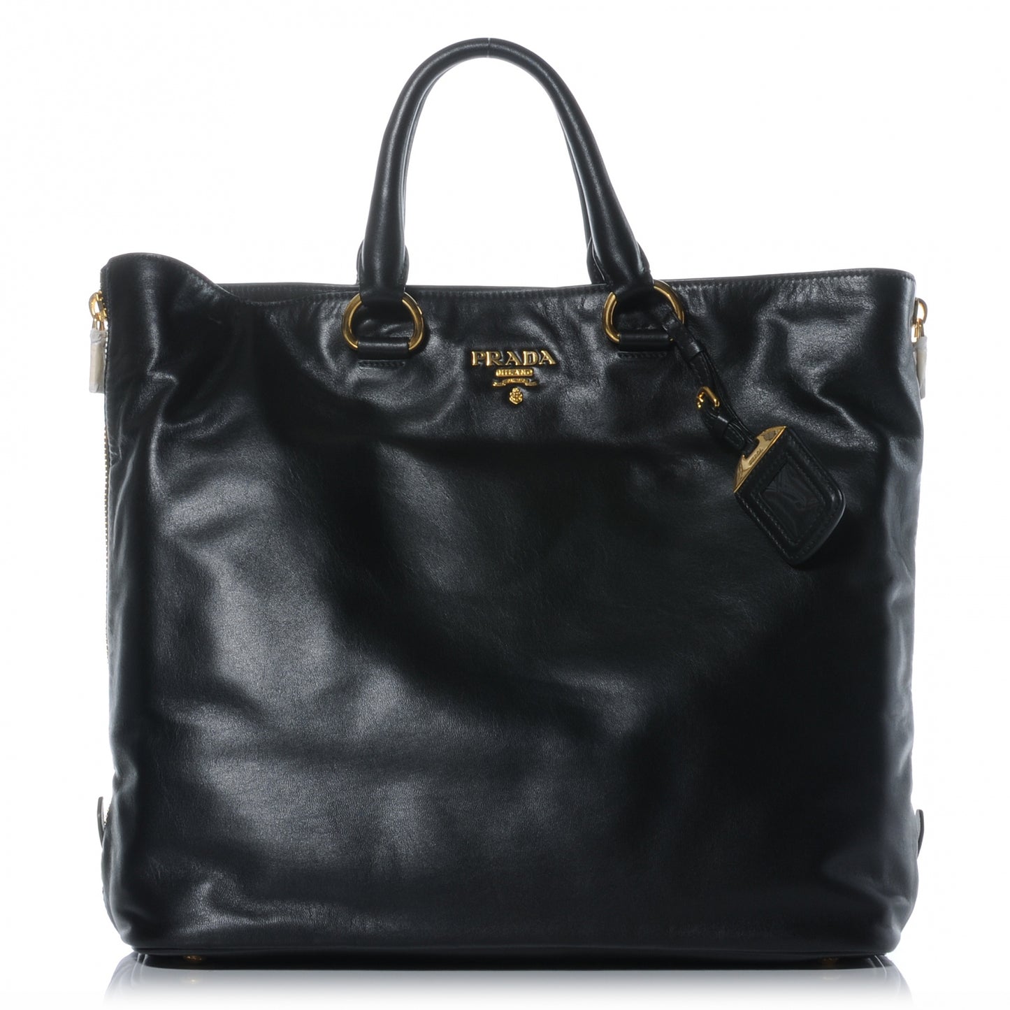 Soft Calf Zipper Tote Nero Black
