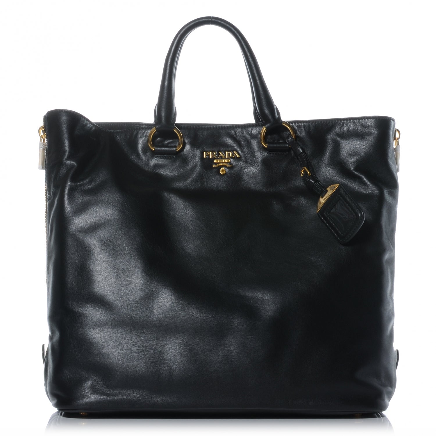 Prada Soft Calf Zipper Tote Nero Black 1 of 8