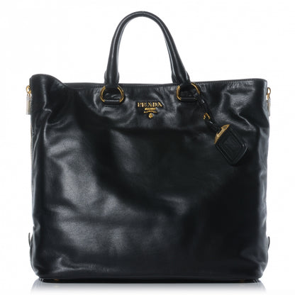 Prada Soft Calf Zipper Tote Nero Black 1 of 8