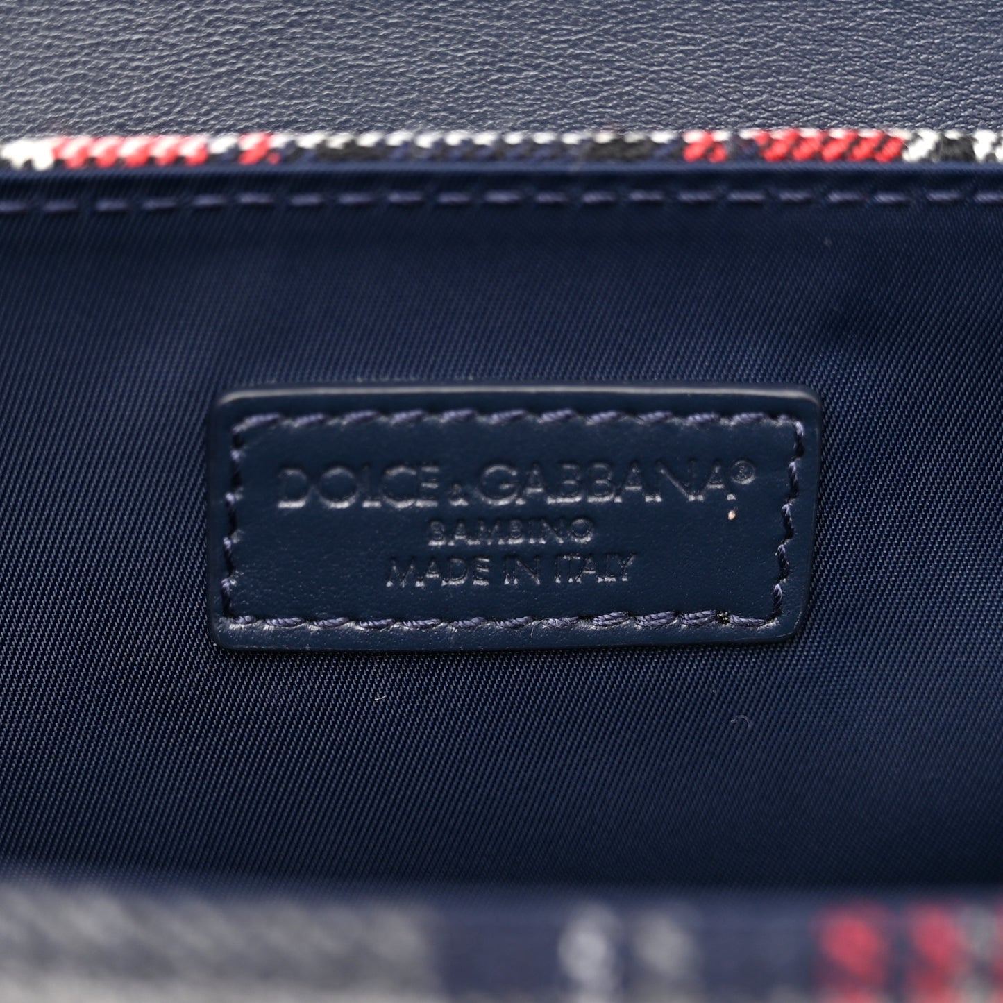 Wool Calfskin Tartan Kids Satchel Blue Red Multicolor