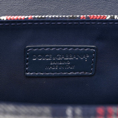 Dolce & Gabbana Wool Calfskin Tartan Kids Satchel Blue Red Multicolor 6 of 10