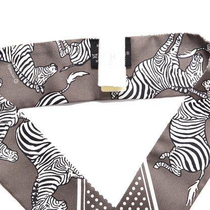 Hermes Silk Les Zebres Twilly Gris Taupe Black White 2 of 3