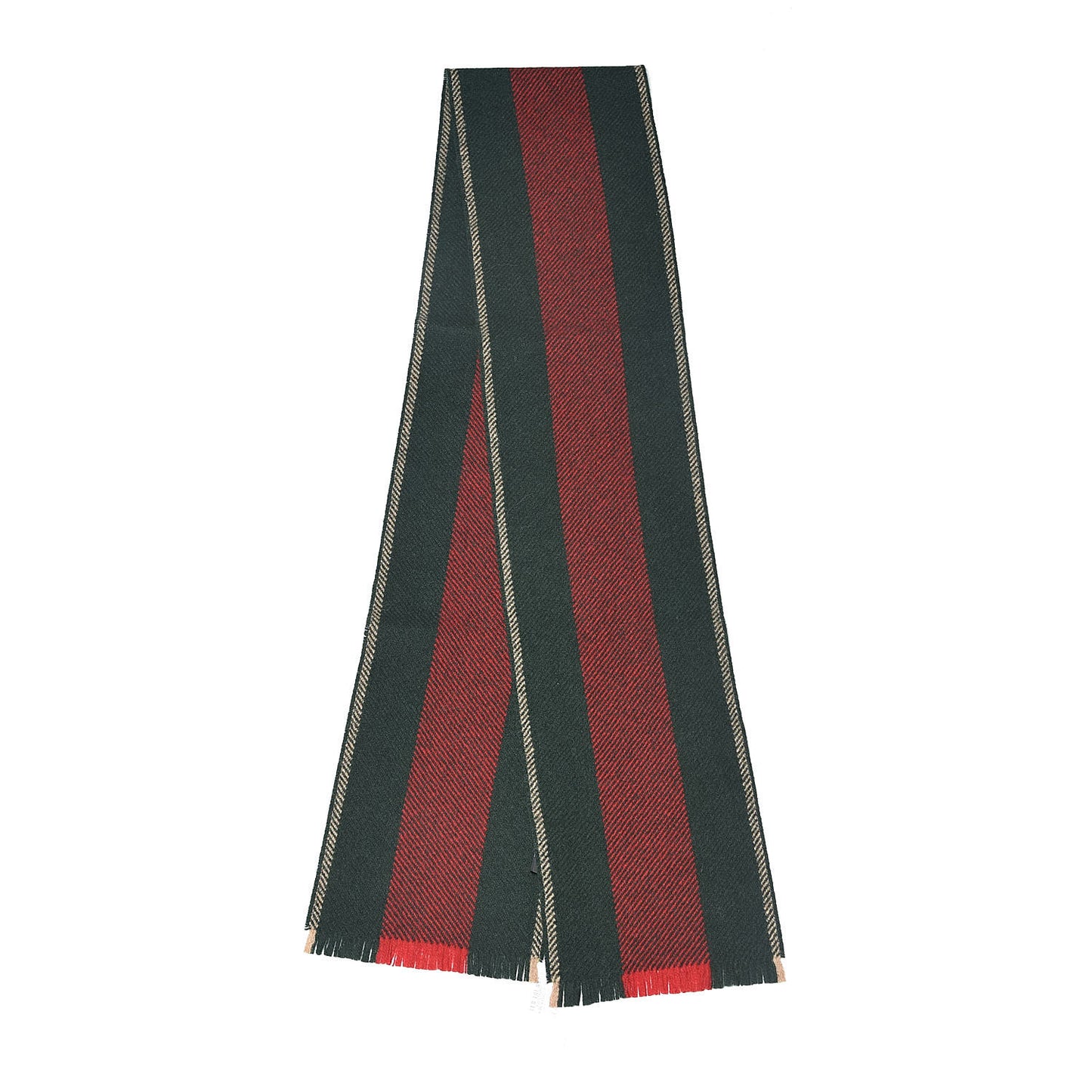 Wool Knit Stripe Scarf Red Green