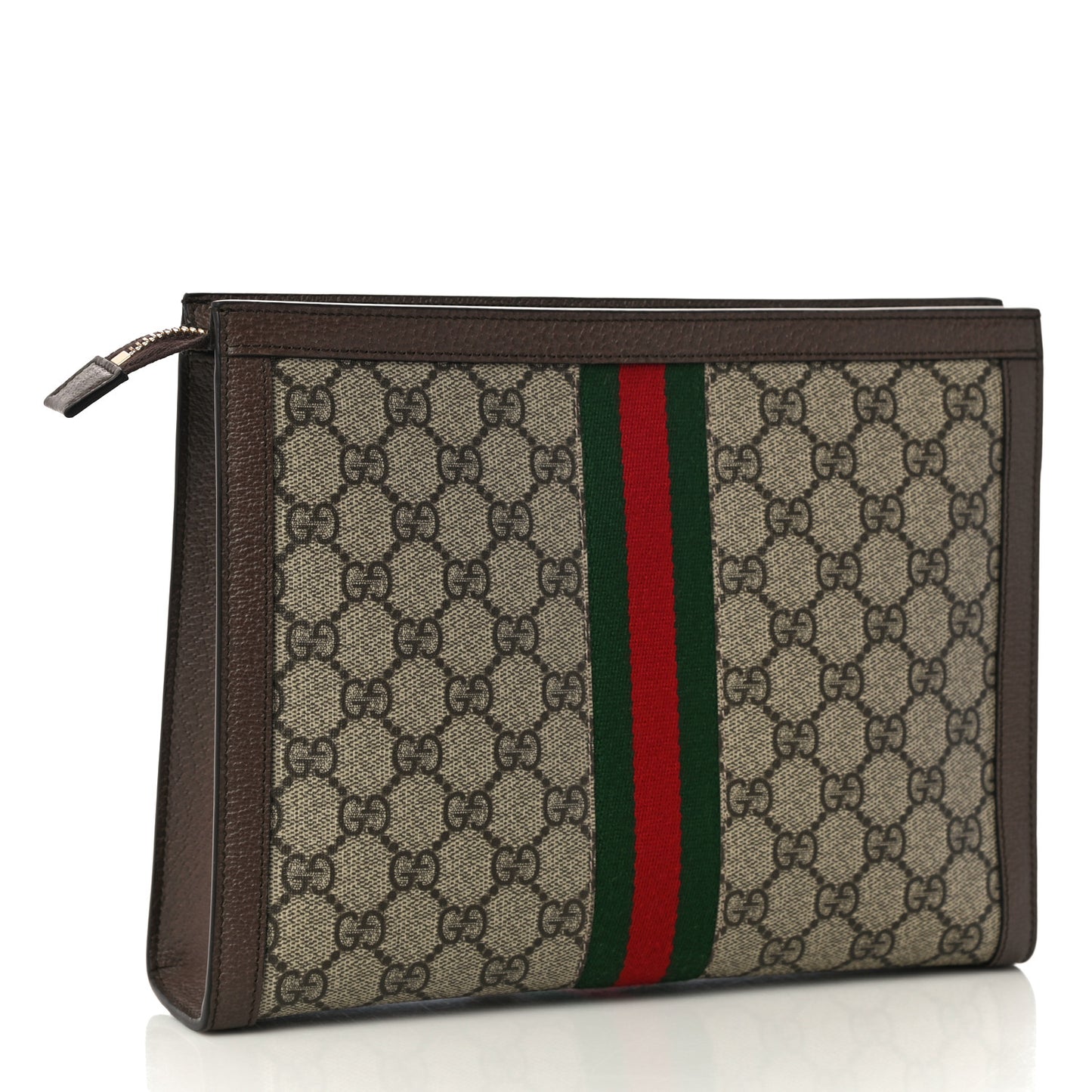 GG Supreme Monogram Web Ophidia Pouch Brown